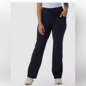 32 Degrees Cool Women's Wide Leg Ribbed Semi-Flare Yoga Pants, Black Color